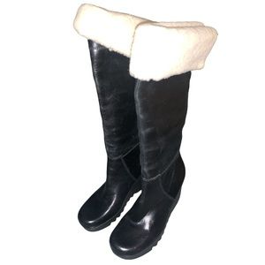 Michael Kors Black Leather Pull On Boots